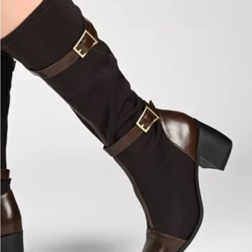 Journee Collection Gaibree Riding Knee-High Chunky Heel Boot Size 7.5WC Calf 14” - Picture 2 of 13